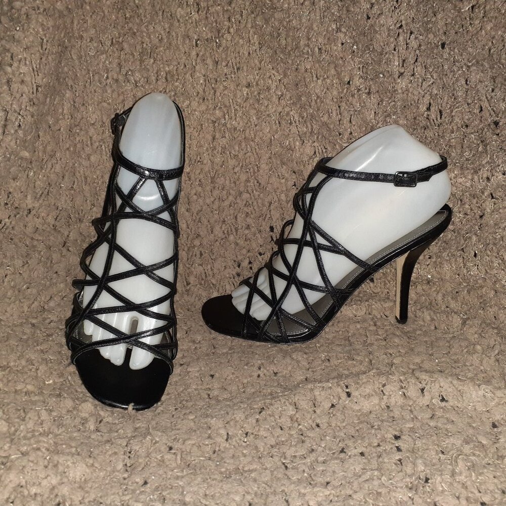 VIA SPIGA-V-LIV-Black Leather Strappy/Ankle Strap Sandal-Sz 8M-Near Mint